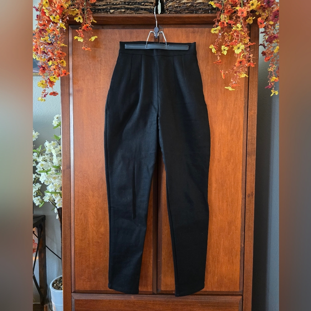 Cigarette Pants Black High Waist Retro Pinup Tapered Pant Size S
